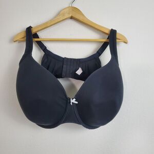 Cacique Bra 44G Black Lightly Lined Full Coverage Underwire Plus Size Backsmooth